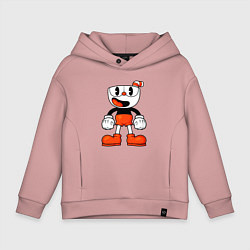 Толстовка оверсайз детская Cuphead красная чашечка, цвет: пыльно-розовый