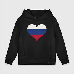 Толстовка оверсайз детская Сердце - Россия, цвет: черный