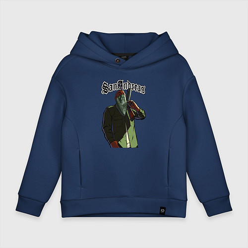 Детское худи оверсайз GTA Orange gangster / Тёмно-синий – фото 1