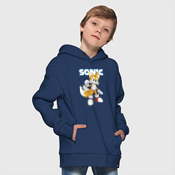 Толстовка оверсайз детская Майлз Тейлз Прауэр Sonic Видеоигра, цвет: тёмно-синий — фото 2