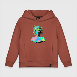 Толстовка оверсайз детская Gorgon Medusa Vaporwave Neon, цвет: кирпичный