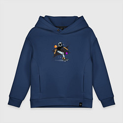 Толстовка оверсайз детская Космонавт - скейтбордист, цвет: тёмно-синий