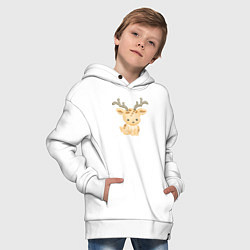 Толстовка оверсайз детская Милый Маленький Оленёнок, цвет: белый — фото 2