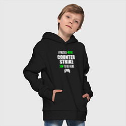 Толстовка оверсайз детская I Paused Counter Strike To Be Here с зелеными стре, цвет: черный — фото 2