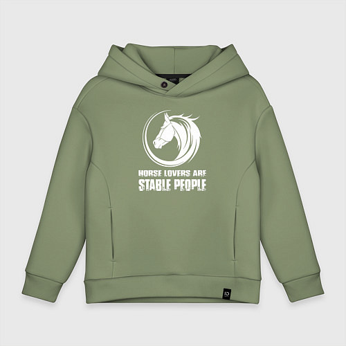 Детское худи оверсайз Любители лошадей стойкие люди / Авокадо – фото 1