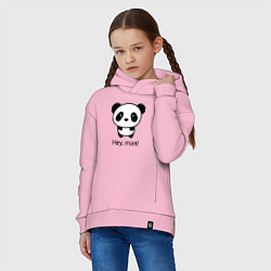 Толстовка оверсайз детская Эй, чувак! Панда Hey, man! Panda, цвет: светло-розовый — фото 2