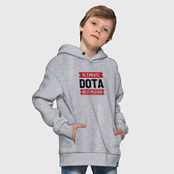 Толстовка оверсайз детская Dota: таблички Ultimate и Best Player, цвет: меланж — фото 2