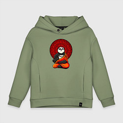 Толстовка оверсайз детская Медитация панды Дзен, цвет: авокадо