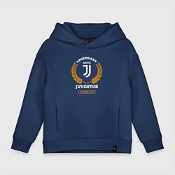 Толстовка оверсайз детская Лого Juventus и надпись Legendary Football Club, цвет: тёмно-синий