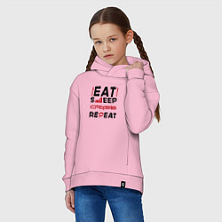 Толстовка оверсайз детская Надпись: Eat Sleep Crysis Repeat, цвет: светло-розовый — фото 2
