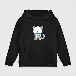 Детское худи оверсайз Котик с бабл ти