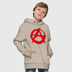 Толстовка оверсайз детская Символ анархии, цвет: миндальный — фото 2