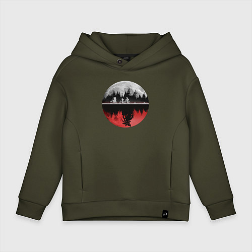 Детское худи оверсайз Stranger Things Moon / Хаки – фото 1