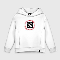 Толстовка оверсайз детская Символ Dota и красная краска вокруг, цвет: белый