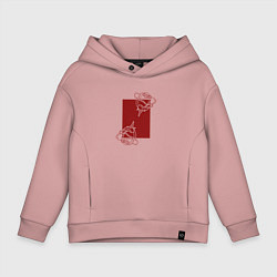 Детское худи оверсайз Розы с красным прямоугольником