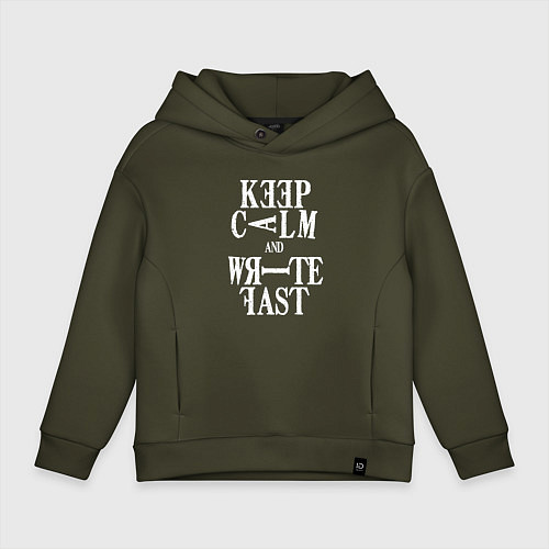 Детское худи оверсайз ТЕТРАДЬ СМЕРТИ - KEEP CALM / Хаки – фото 1