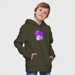 Толстовка оверсайз детская Flowers purple light, цвет: хаки — фото 2