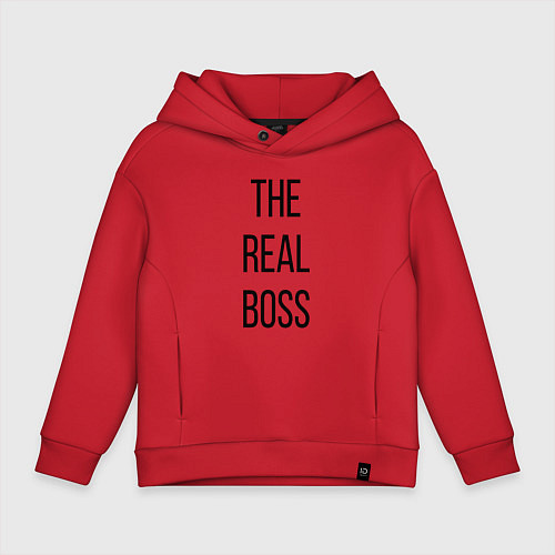 Детское худи оверсайз The real boss! / Красный – фото 1