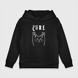 Толстовка оверсайз детская The Cure рок кот, цвет: черный