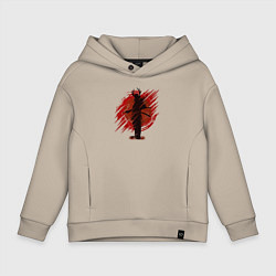 Толстовка оверсайз детская Самурай с рогами, цвет: миндальный