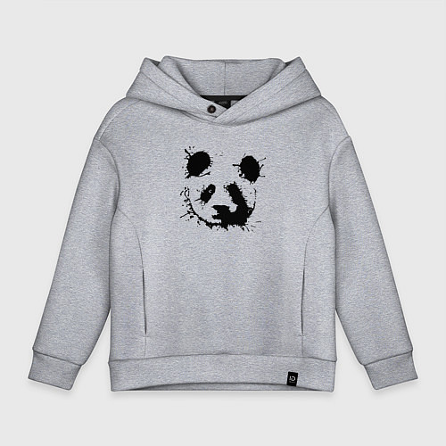 Детское худи оверсайз Прикольный панда - клякса / Меланж – фото 1
