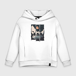 Толстовка оверсайз детская Оранжевая луна и хайкинг, цвет: белый