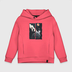 Толстовка оверсайз детская Оранжевая луна и дикий альпинизм, цвет: коралловый