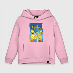 Толстовка оверсайз детская Семейка Симпсонов - Гомер, Мардж и их отпрыски, цвет: светло-розовый