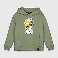 Детское худи оверсайз Гомер Симпсон в звёздном балахоне и в наушниках