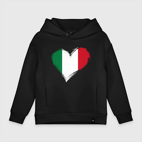 Детское худи оверсайз Сердце - Италия / Черный – фото 1