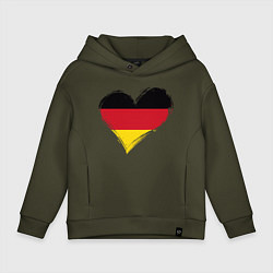 Толстовка оверсайз детская Сердце - Германия, цвет: хаки