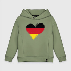 Толстовка оверсайз детская Сердце - Германия, цвет: авокадо