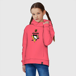 Толстовка оверсайз детская Питтсбург Пингвинз НХЛ логотип, цвет: коралловый — фото 2