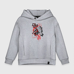 Толстовка оверсайз детская Одинокий волк индеец, цвет: меланж