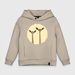 Детское худи оверсайз Жирафовые газели геренук на бежевом фоне