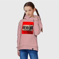 Толстовка оверсайз детская Фотоаппарат flat, цвет: пыльно-розовый — фото 2