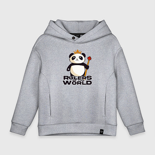Детское худи оверсайз Панда - Правители Мира / Меланж – фото 1