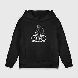 Толстовка оверсайз детская Бигфут на велосипеде, цвет: черный