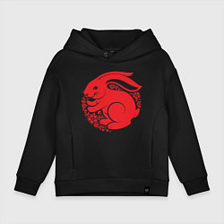 Толстовка оверсайз детская Bunny - Red, цвет: черный