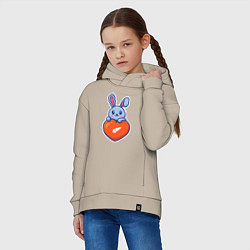Толстовка оверсайз детская Кролик и сердечко, цвет: миндальный — фото 2