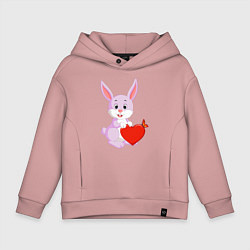 Толстовка оверсайз детская Кролик с сердцем, цвет: пыльно-розовый