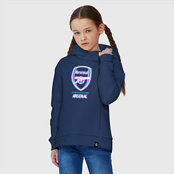 Толстовка оверсайз детская Arsenal FC в стиле glitch, цвет: тёмно-синий — фото 2