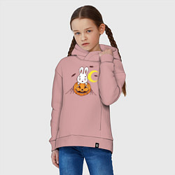Толстовка оверсайз детская Кролик - Хэллоуин, цвет: пыльно-розовый — фото 2