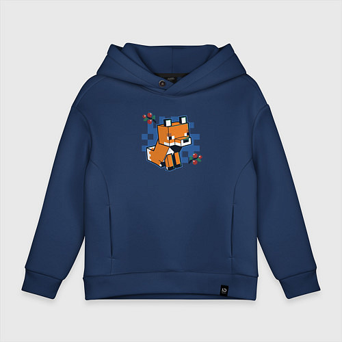 Детское худи оверсайз Лиса из Майнкрафта / Тёмно-синий – фото 1