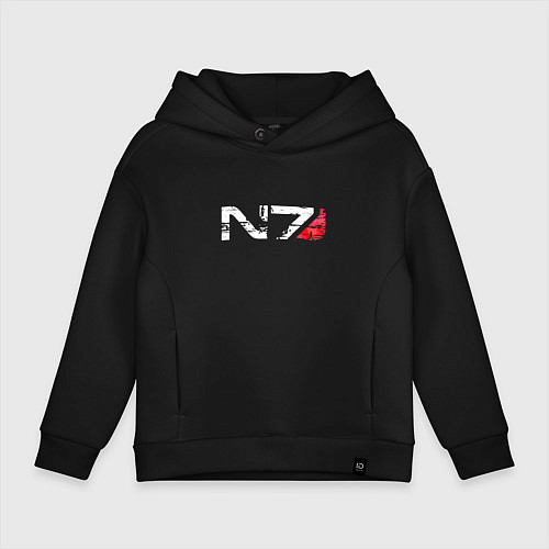 Детское худи оверсайз Mass Effect N7 - Logotype / Черный – фото 1