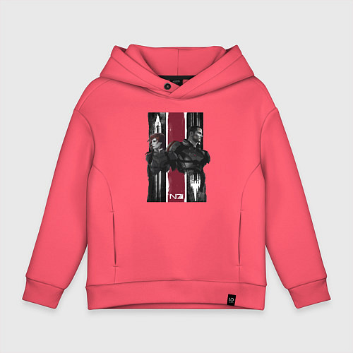 Детское худи оверсайз Mass Effect N7 - Shepard / Коралловый – фото 1