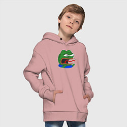 Толстовка оверсайз детская Лягушонок Пепе орёт, цвет: пыльно-розовый — фото 2