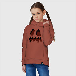 Толстовка оверсайз детская Лицо тыквы - Хеллоуин - Майнкрафт, цвет: кирпичный — фото 2