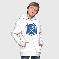 Толстовка оверсайз детская Хоккей с мячом - лого, цвет: белый — фото 2