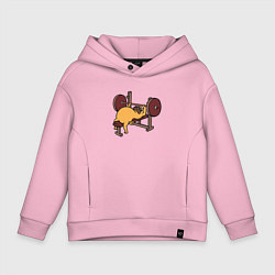 Детское худи оверсайз Мопс - крутой пауэрлифтер!